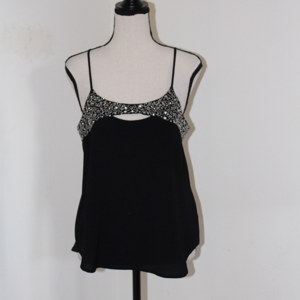 Abbeline, sequence key hole opening in the front  spaghetti strap top